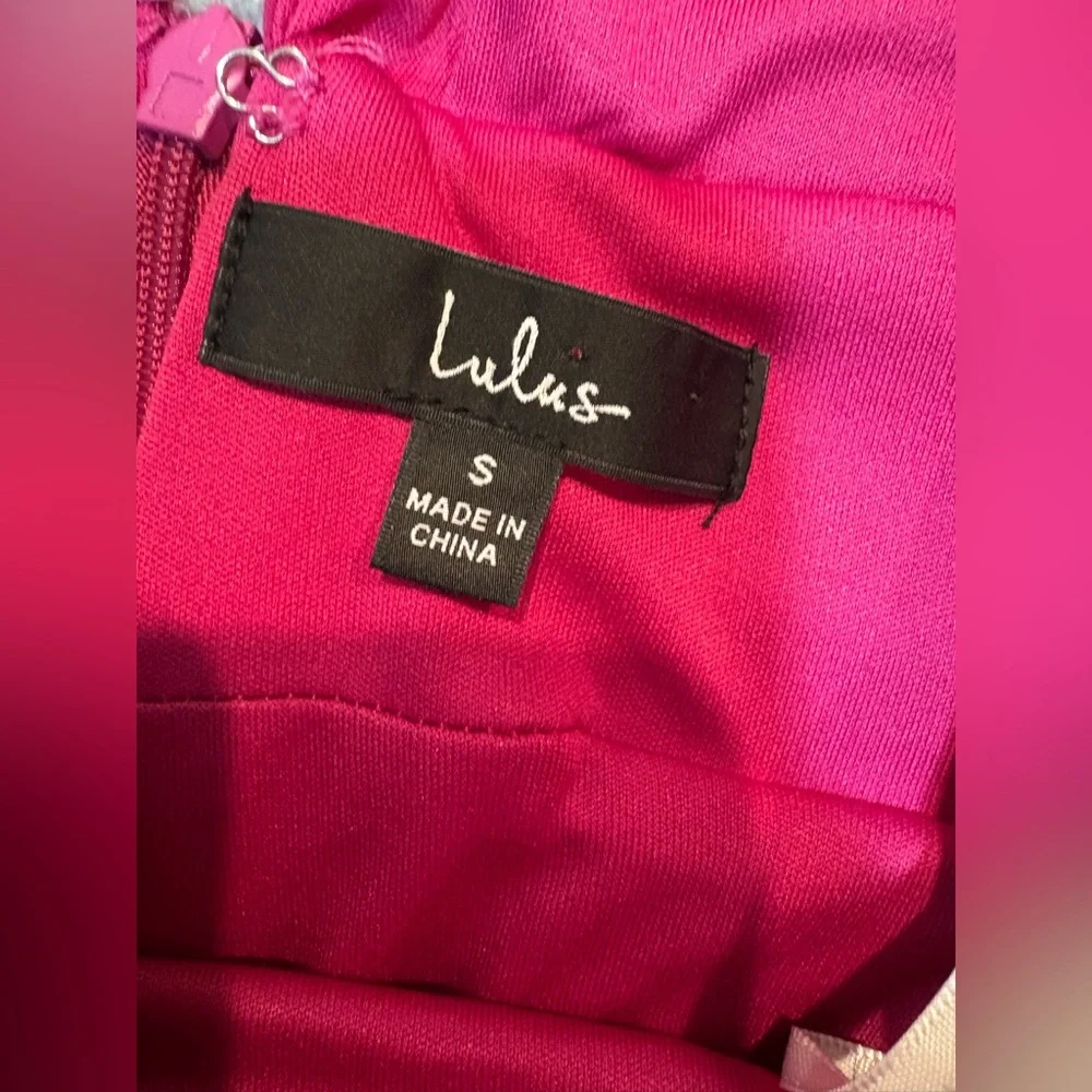 Lulu's Fuchsia Plunge V-Neck Maxi Dress with High Slit - Picture 11 of 11